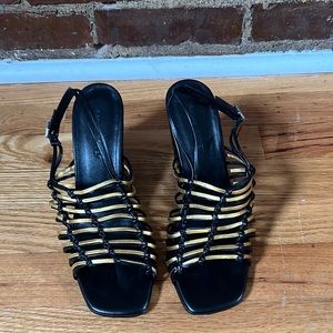 Rachel Comey black and gold slingback Kross heels